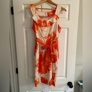 moulinette soeurs orange dress Anthropologie Moulinette Soeurs Dress Orange Floral Ruffle Sleeveless Size 4